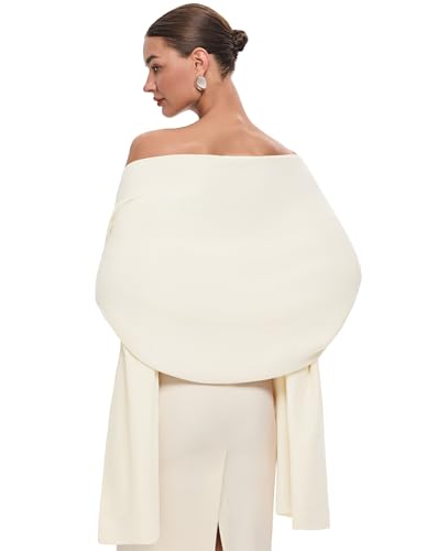 PULI Women's Ivory White Pashmina Shawl Wrap