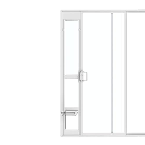 Hakuna Pets Medium White Glass Sliding Door Pet Door