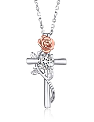 MomentWish Silver Cross Moissanite Necklace