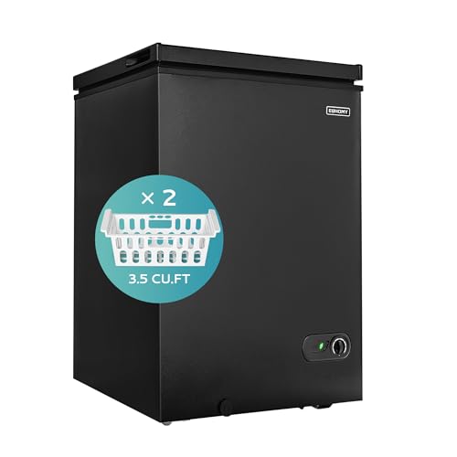 EUHOMY 3.5 Cu.Ft Black Chest Freezer