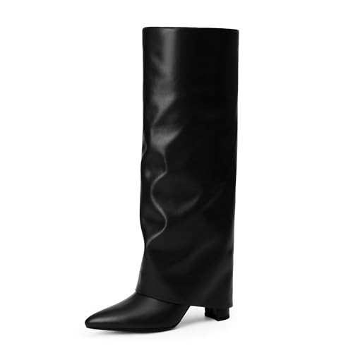 Modatope Women's Black Knee High Boots