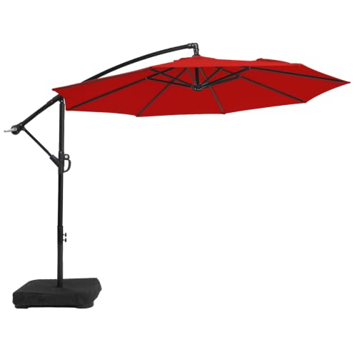 Wikiwiki 10ft Offset Patio Umbrella with Base