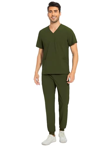 COZYFIT Men's Scrubs Set - Olive Green