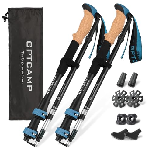 GPTCAMP Collapsible Trekking Poles, Blue