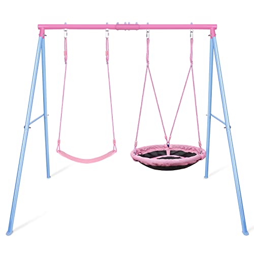 Lunafun Heavy-Duty Metal Swing Set