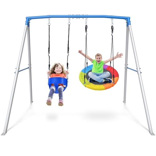 Trekassy Backyard Swing Set with Saucer & Toddler Swings