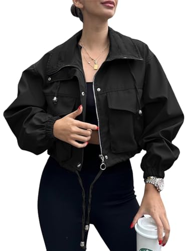 Tankaneo Women's Cropped Lightweight Oversized Jacket