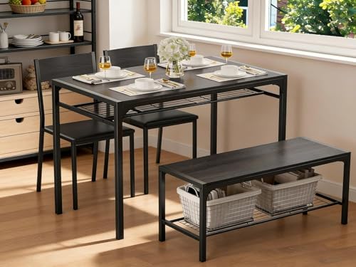 Gizoon 4 Piece Dining Set with Bench