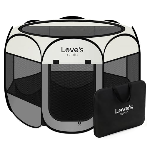 Love's Cabin Portable Pet Playpen, Medium, Grey