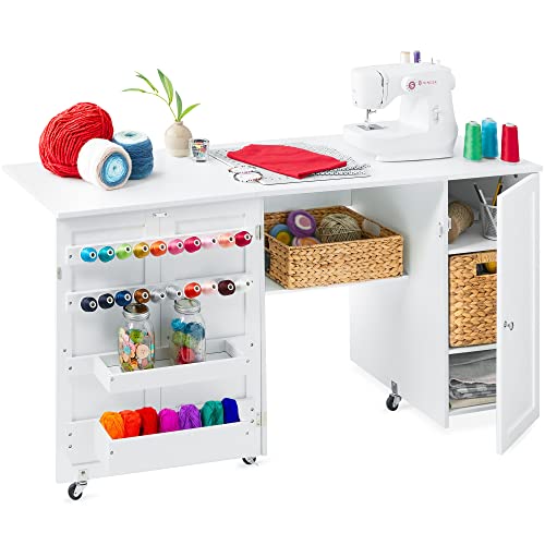 Folding Sewing and Craft Table with Storage