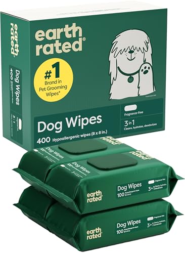 Earth Rated Pet Grooming Wipes, Unscented, 400 Count