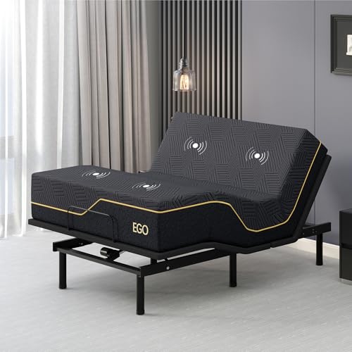 EGOHOME Adjustable Queen Bed Frame & Mattress