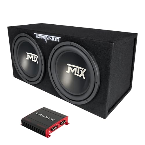 Crunch 1000W Amp & MTX 12" Dual Subwoofer Box