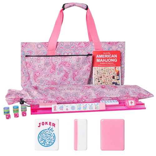GUSTARIA American Mahjong Set with Pink Tiles