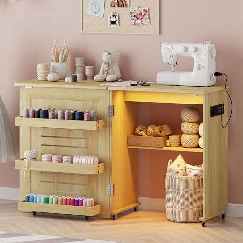 Smart Folding Sewing Table with LED Lights