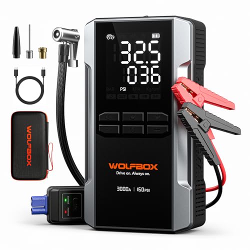 WOLFBOX 3000A Jump Starter with Air Compressor