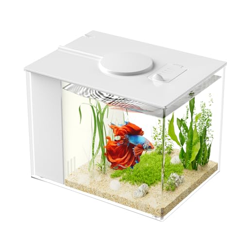 Vehipa Betta Fish Aquarium Kit, 3.7L White