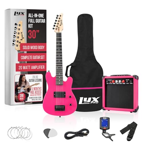 LyxPro 30 Inch Pink Electric Guitar Kit