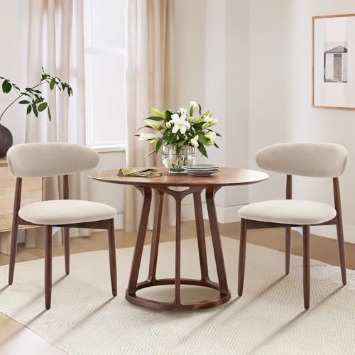 COLAMY Beige Wooden Dining Chairs Set