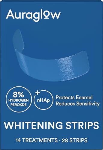 AURAGLOW Sensitive Teeth Whitening Strips, Mint