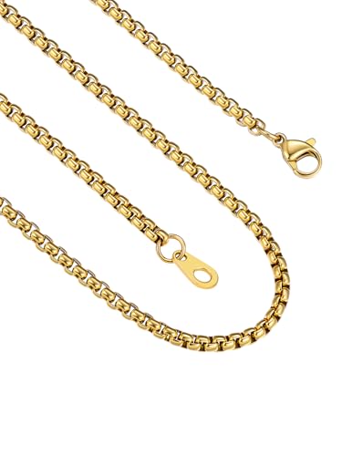 FindChic Gold Box Chain Necklace 3mm 24"