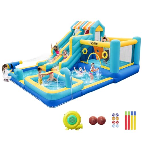 FINCOME 10-in-1 Inflatable Water Slide Bounce House