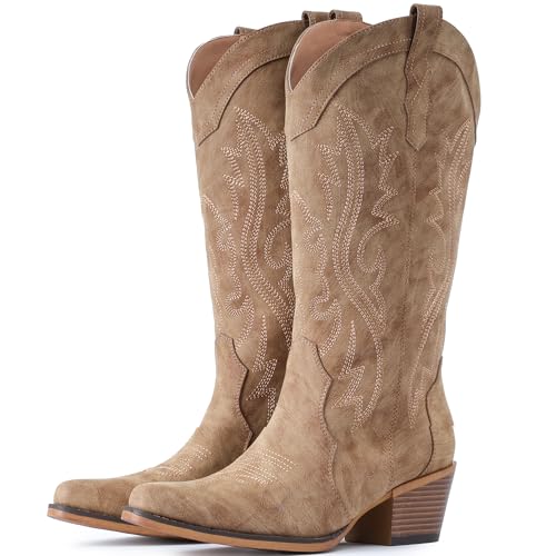 IUV Women's Western Cowgirl Mid Calf Boots