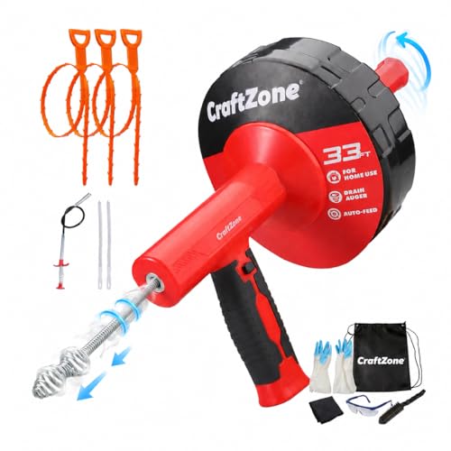 CRAFTZONE Drain Auger 2026 with Rewind System