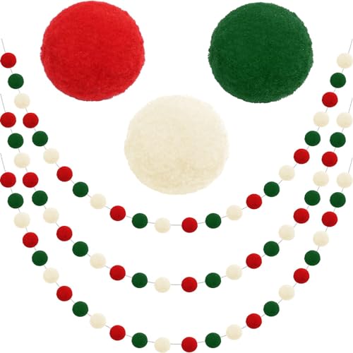 Jishi Christmas Pom Pom Garland Decor