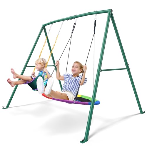 Trekassy Backyard Swing Set with Metal Stand