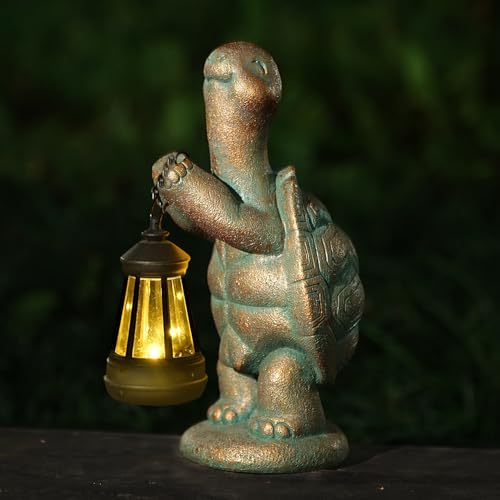 Roundot Turtle Solar Garden Statue with Lantern