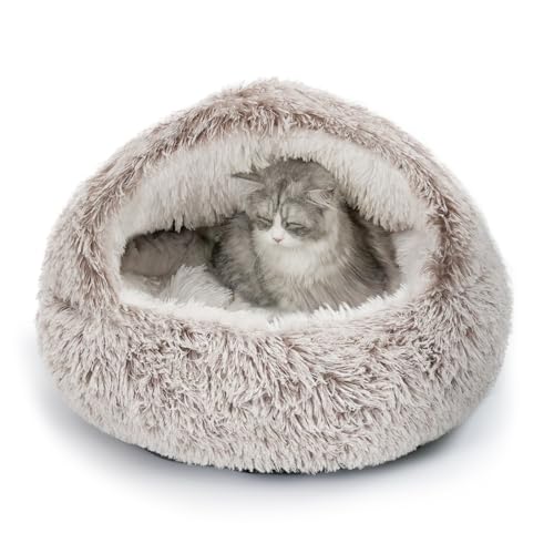 CATISM Plush Hooded Cat Bed
