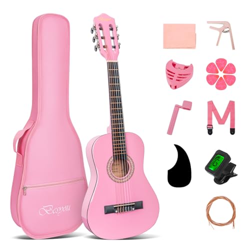 BESYOU Beginner Acoustic Guitar Starter Kit Pink