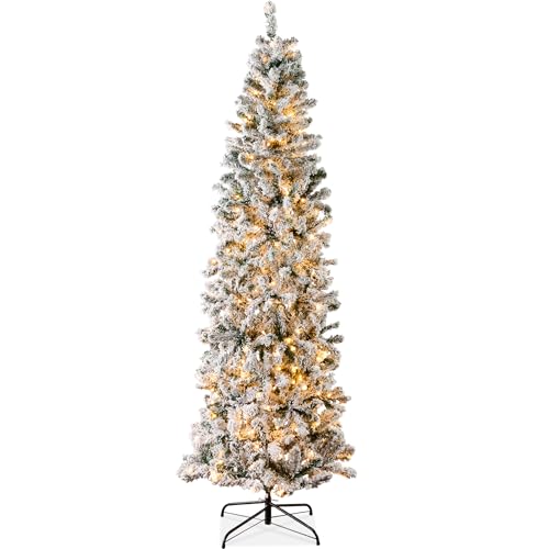 Best Choice Products Flocked Pencil Christmas Tree
