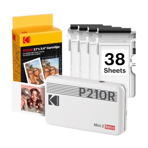 Mini 2 Retro Portable Photo Printer Bundle, White