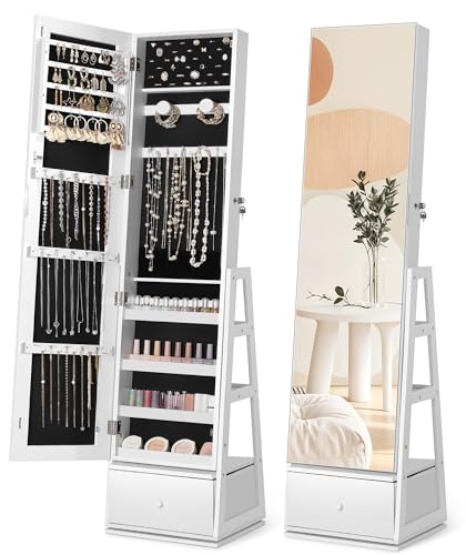 Nicetree Swivel Jewelry Cabinet with Mirror