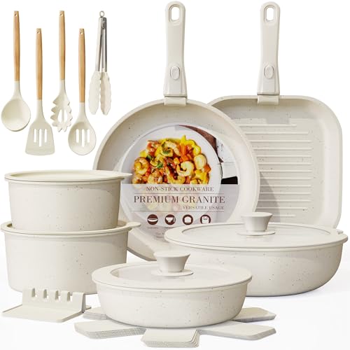 Astercook Ceramic Cookware Set with Removable Handles