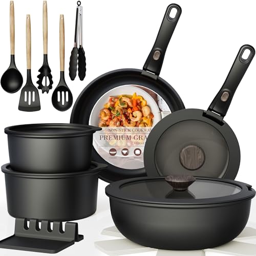 Astercook Non-Stick Cookware Set with Detachable Handles