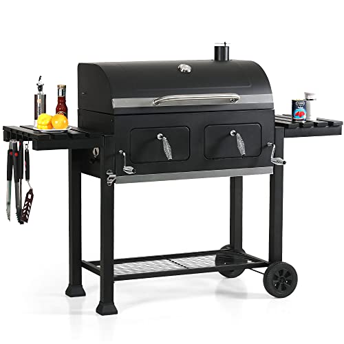 Captiva Designs XL Charcoal BBQ Grill with Side Tables