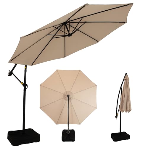 Sunnydaze Offset Patio Umbrella with Base