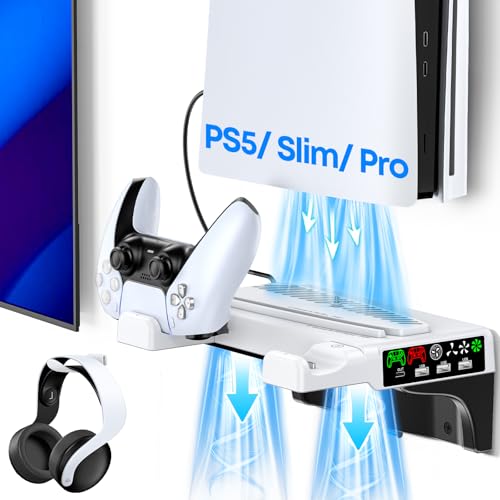 Tokluck PS5 Wall Mount Kit with Cooling Fan