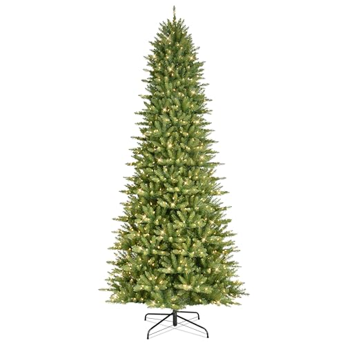 Puleo International 12' Pre-Lit Slim Fraser Fir Tree