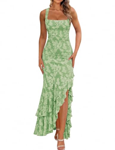 Women's Elegant Ruched Floral Maxi Dress