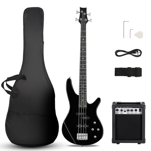 Ktaxon Black Electric Bass Guitar with Amplifier