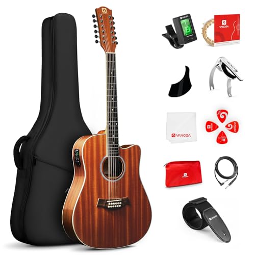 Vangoa 12 String Acoustic Electric Guitar Bundle