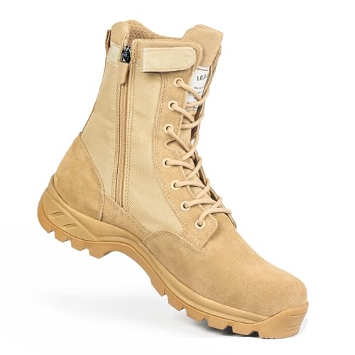 IODSON Men's Tactical Work Boots Beige