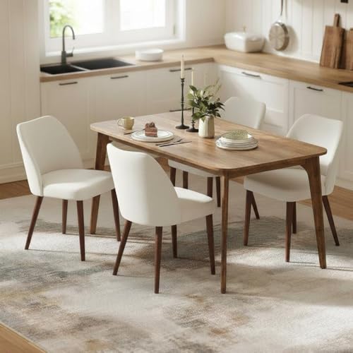 GarveeHome White Linen Dining Chair Set