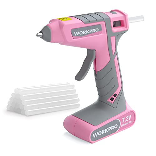 WORKPRO Pink Cordless Hot Melt Glue Gun