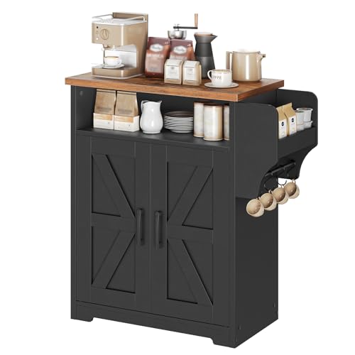 Yatiney Rustic Brown Farmhouse Coffee Bar Cabinet