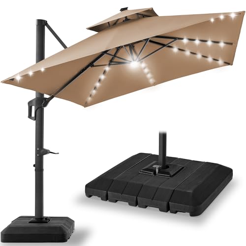 Cantilever Patio Umbrella with Solar LED Lights